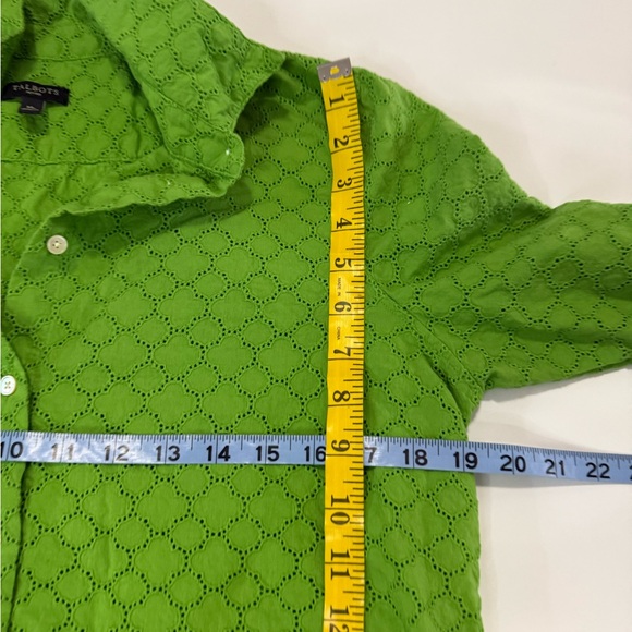 Talbots Green Button-Up Eyelet Detail button up Shirt in size MP - Picture 8 of 10